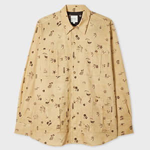 Tan Oversized 'Travel' Print Safari Overshirt Brown