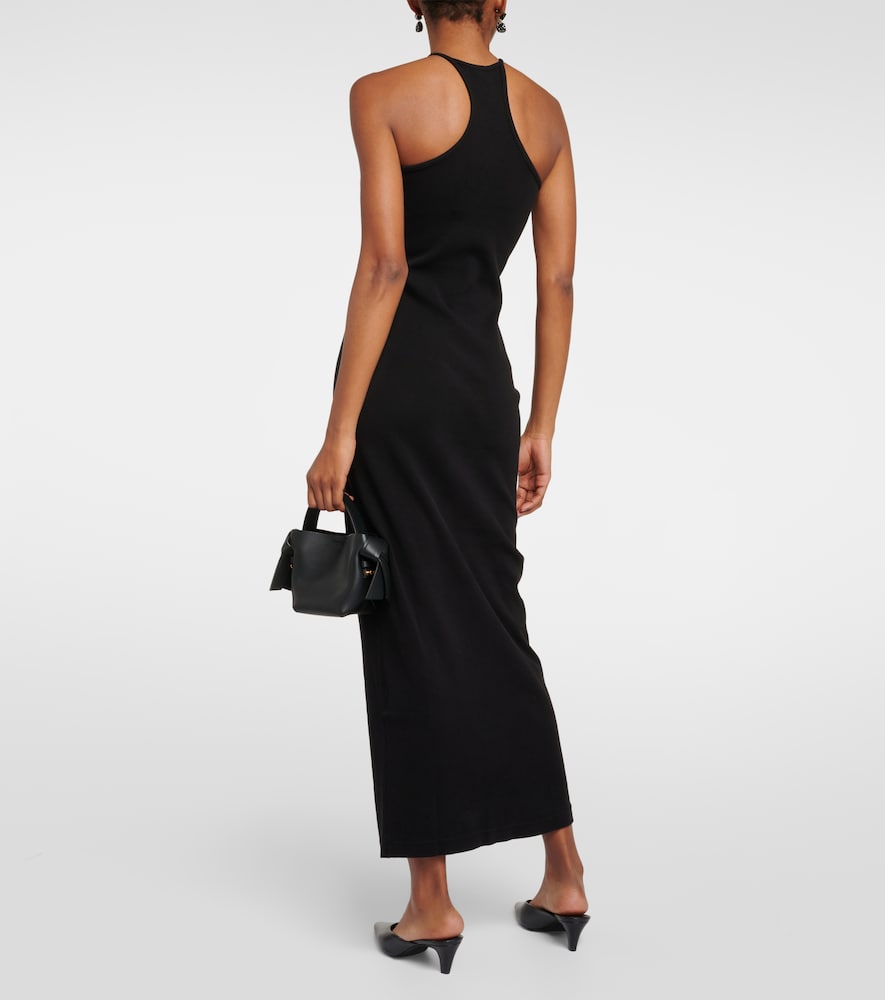 Ribbed-knit cotton-blend midi dress