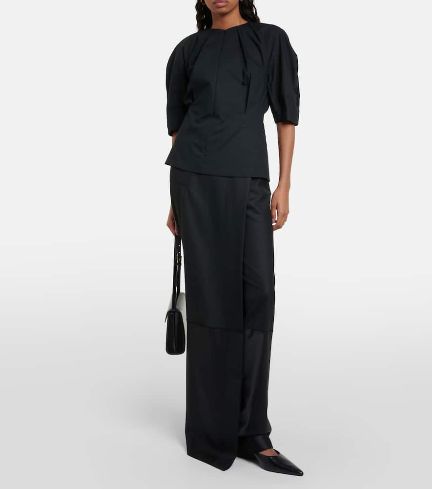 Georgia pleated cotton poplin top