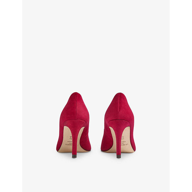 Womens Red-scarlet Floret Stiletto-heel Suede Court Shoes