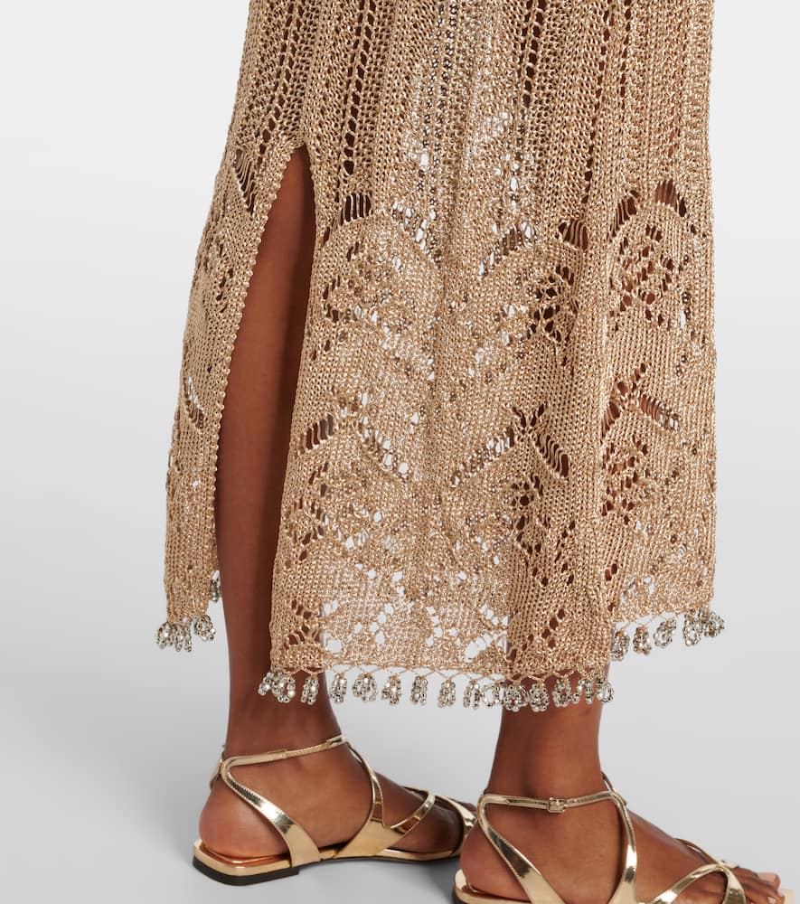 Crochet embellished midi dress