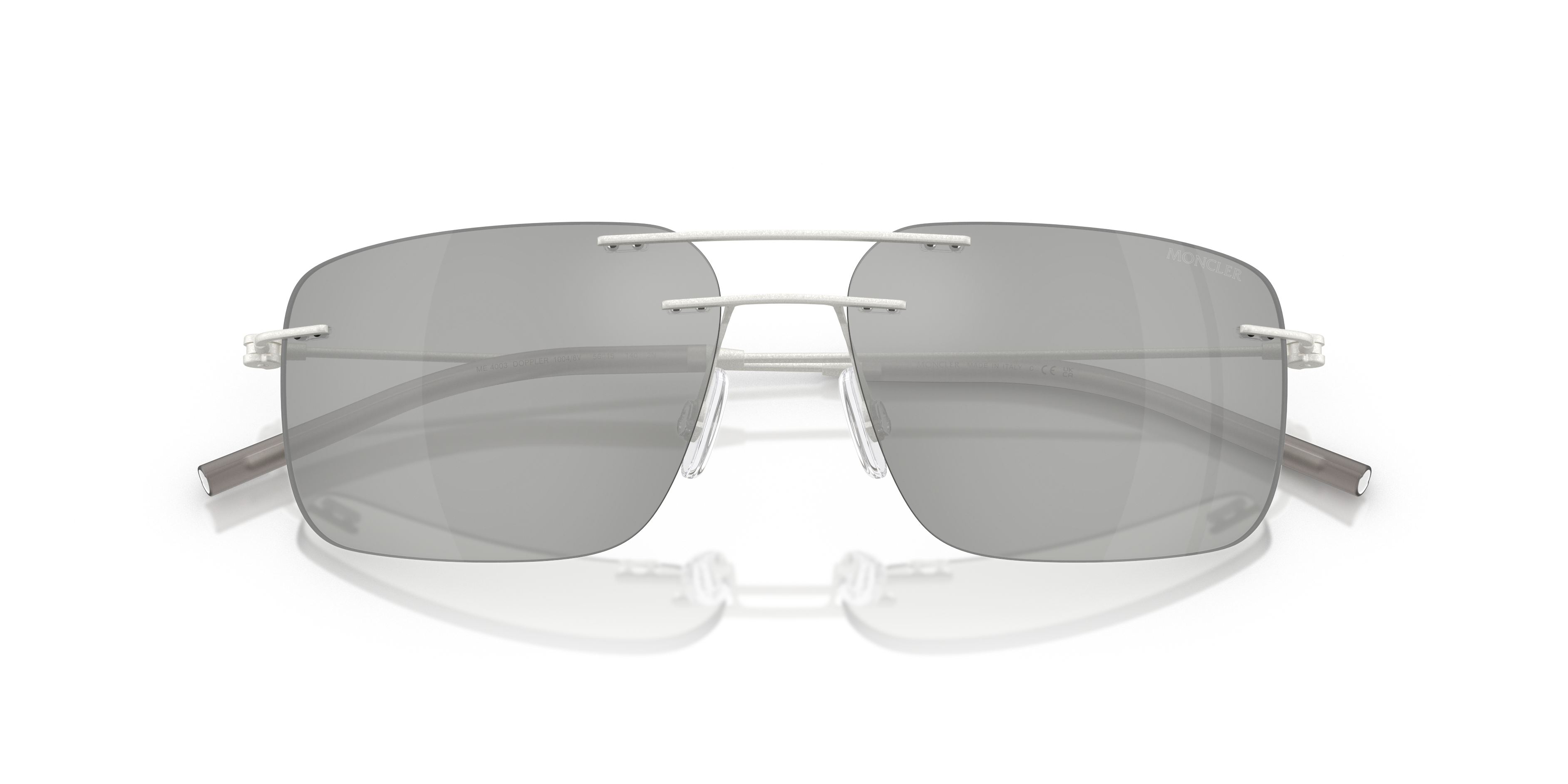 Moncler Unisex Moncler ME4003 DOPPLER 10048V Gafas de sol Acero Plata Azul Cuadrada Espejo