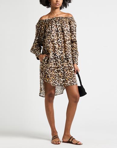 Woman Mini dress Brown Size 10 Ramie