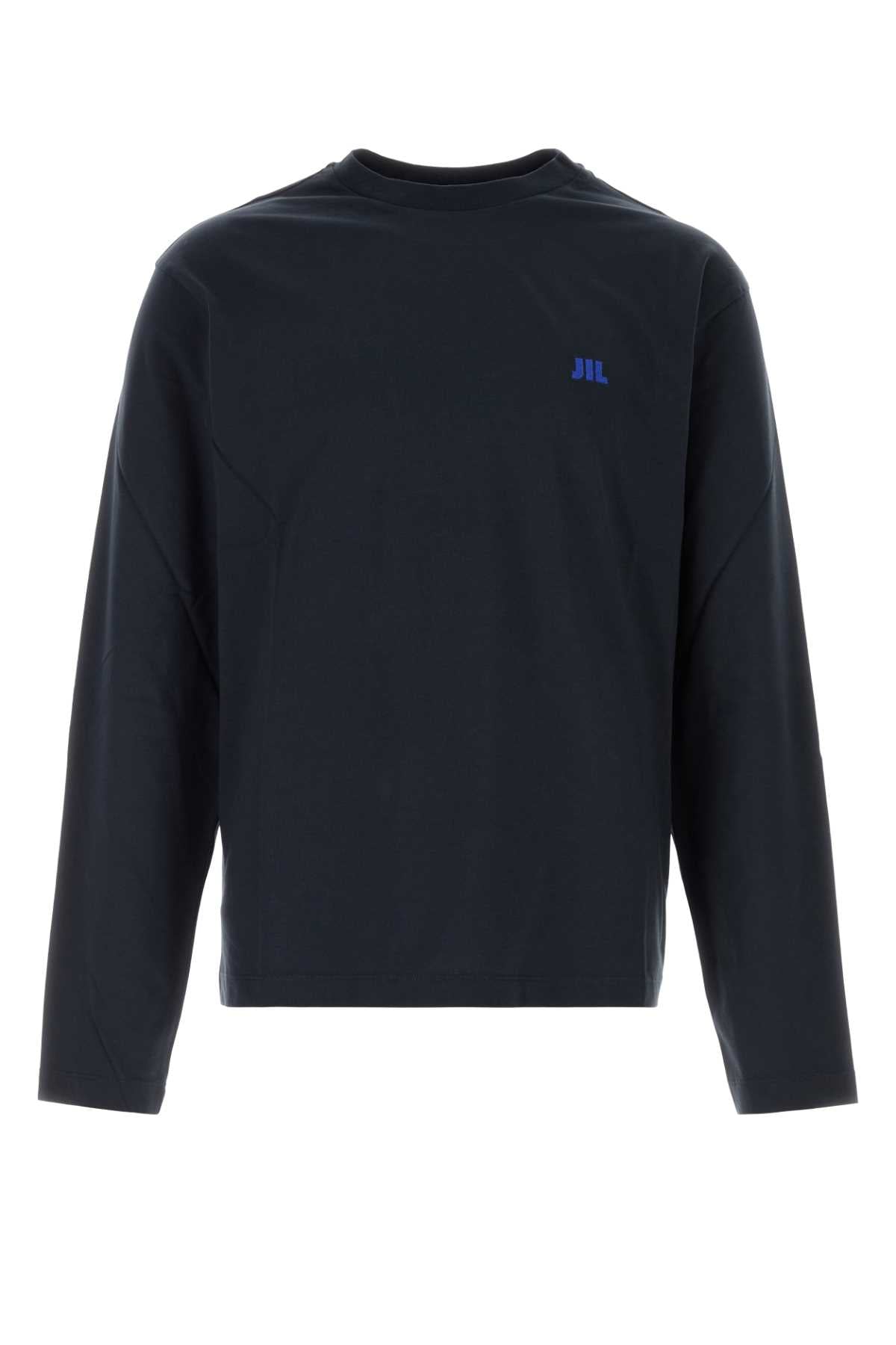 Embroidered Logo Cotton T-Shirt — Navy
