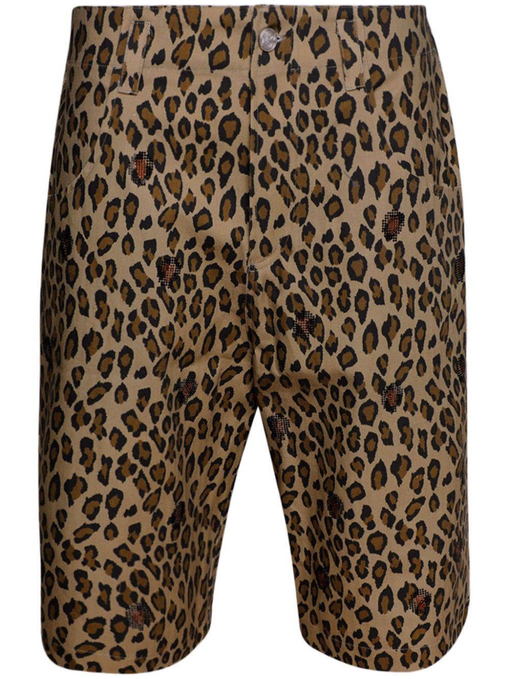 Leopard-print cotton shorts - Neutrals