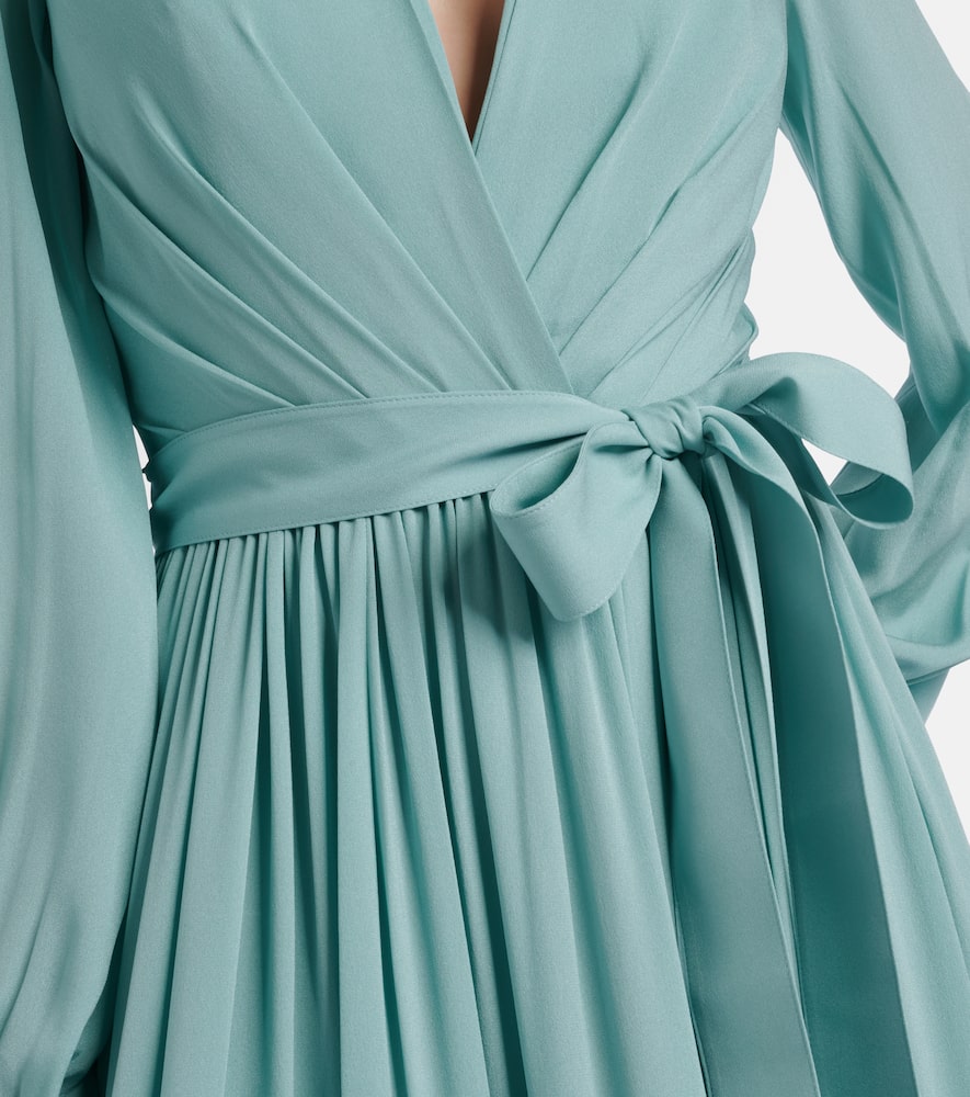 Lace-trimmed silk-blend midi dress