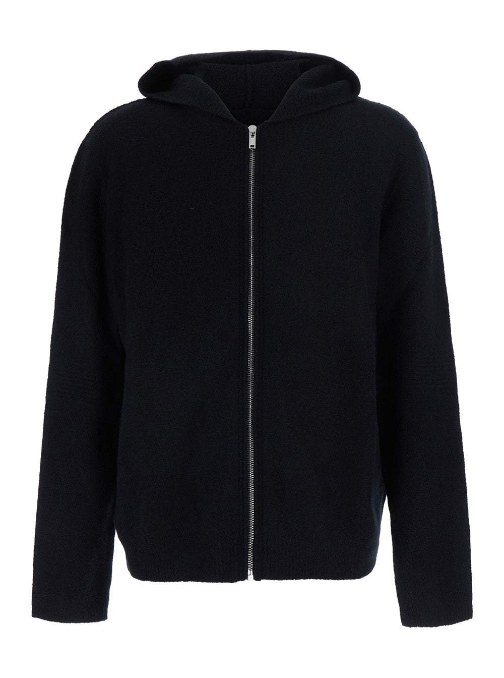 Cotton Zip-Up Hoodie — Black