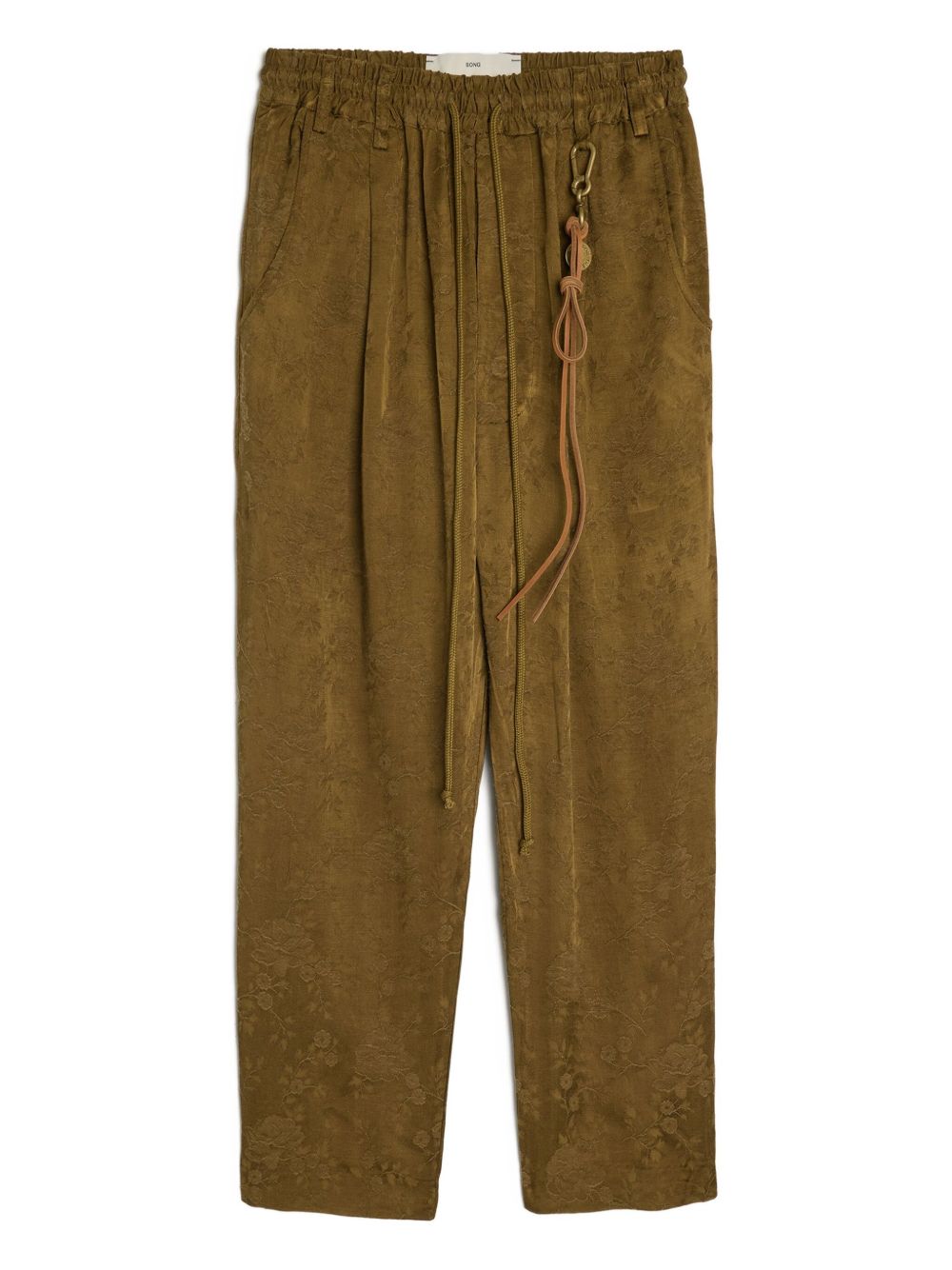 Floral-patterned drawstring trousers - Brown
