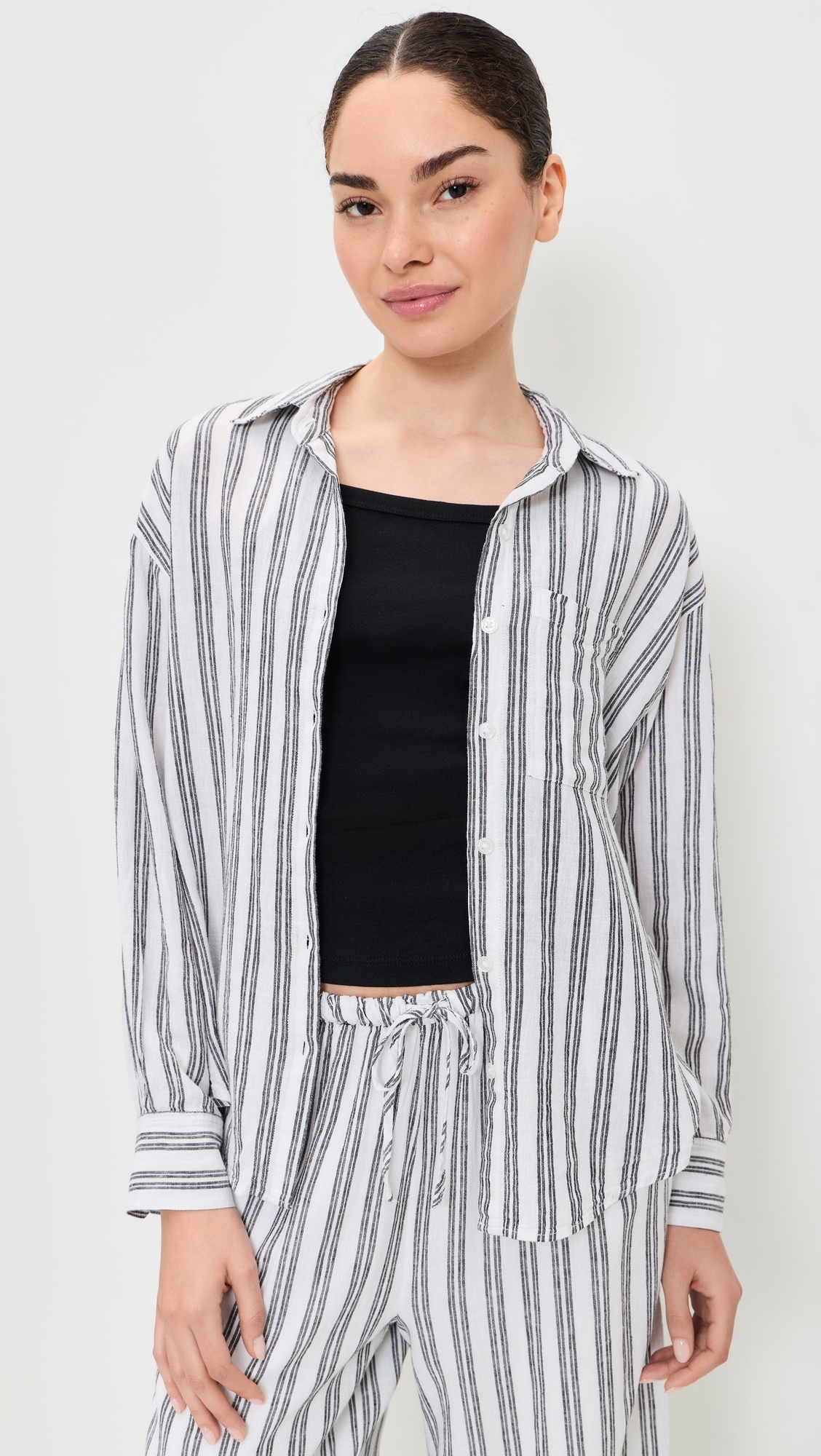 Perfect Stripe Button Up Shirt White