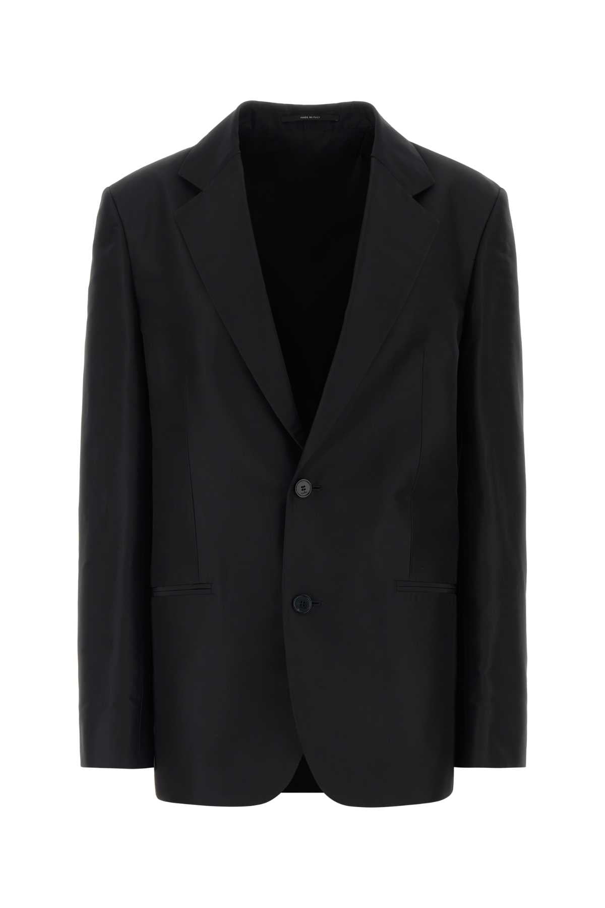 Silk Faille Blazer — Black