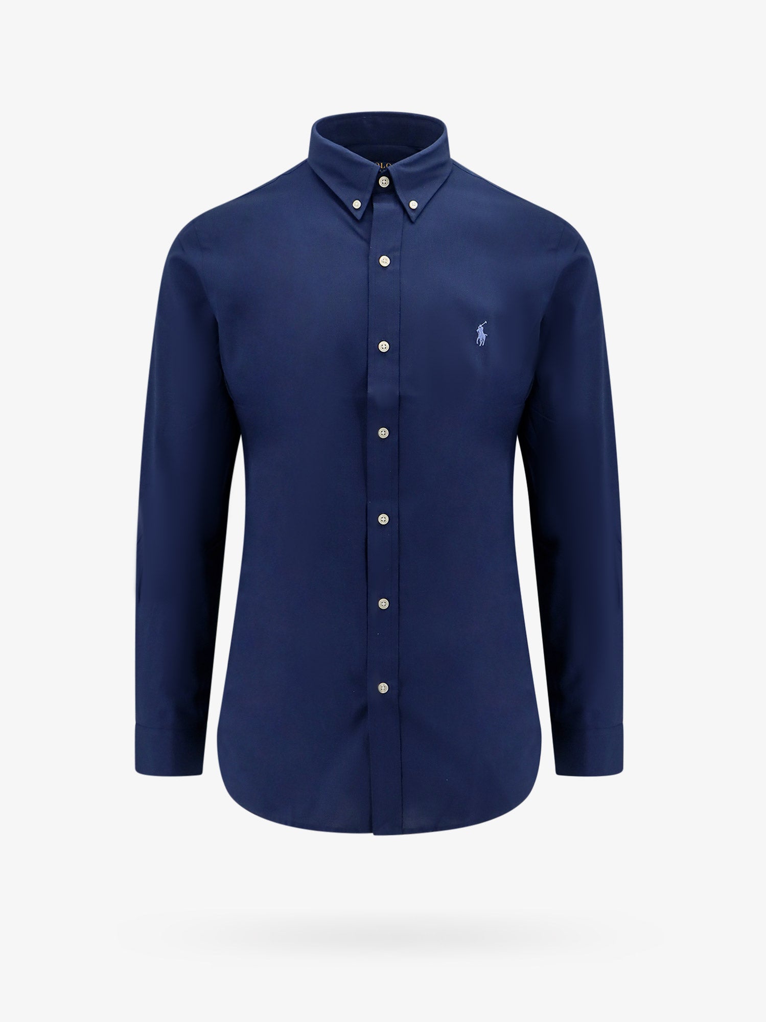 Embroidered Logo Cotton Shirt — Blue