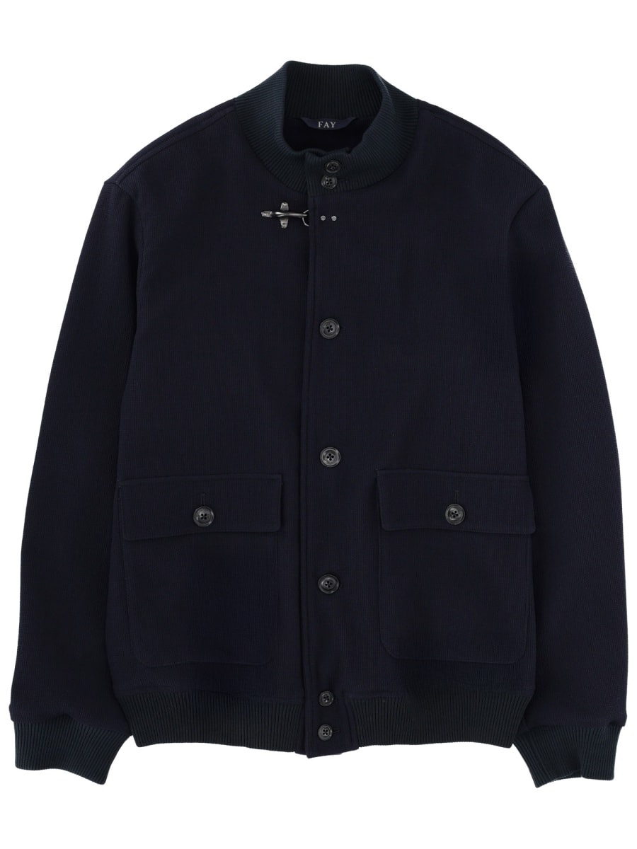 Fay - jacket front pockets ribbed collar cuffs he