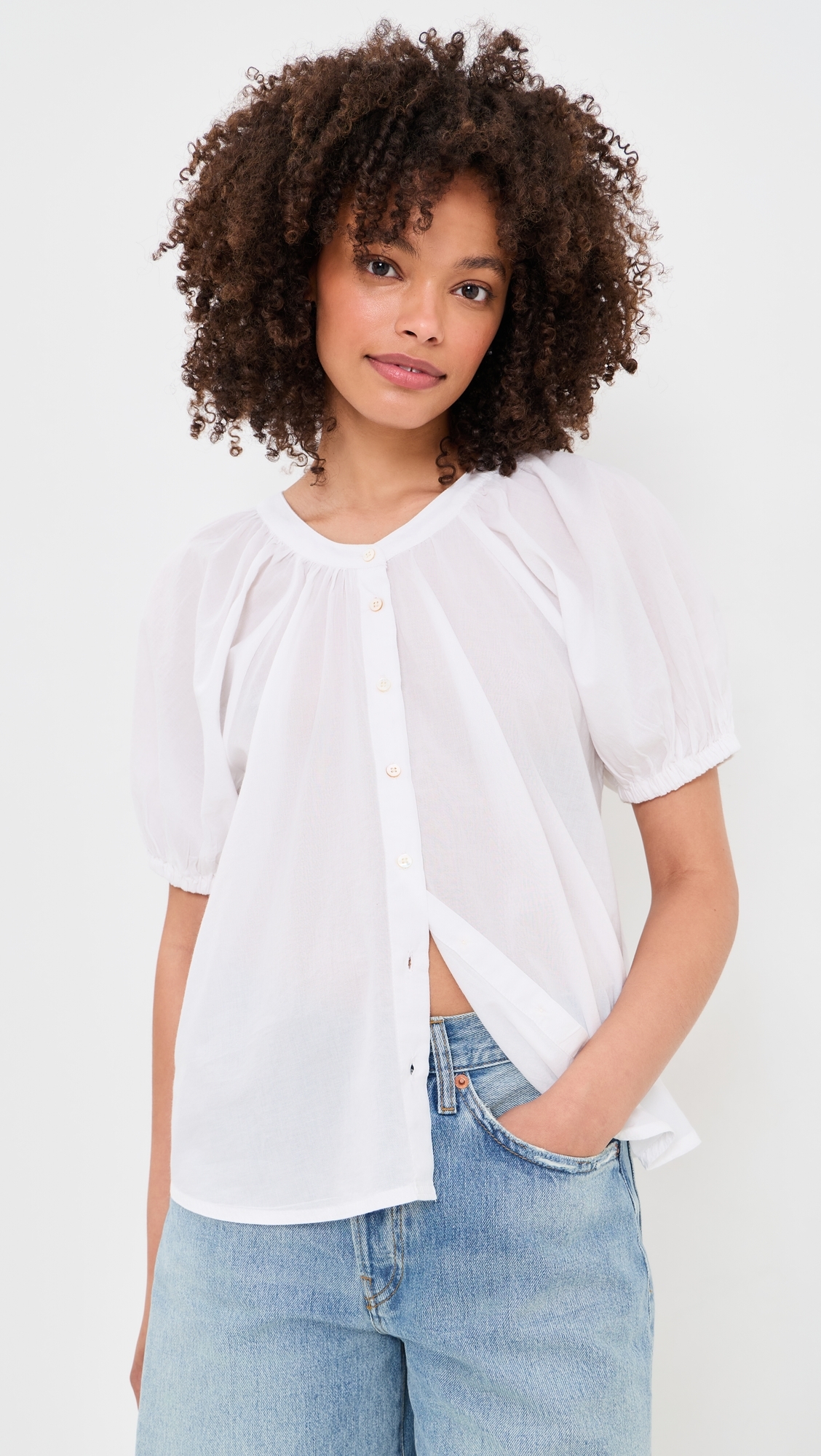 Voile Lettie Top White