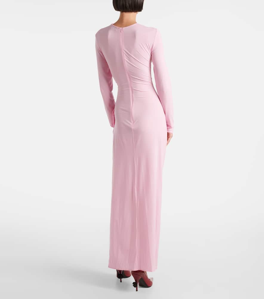 Floral-appliqué jersey gown