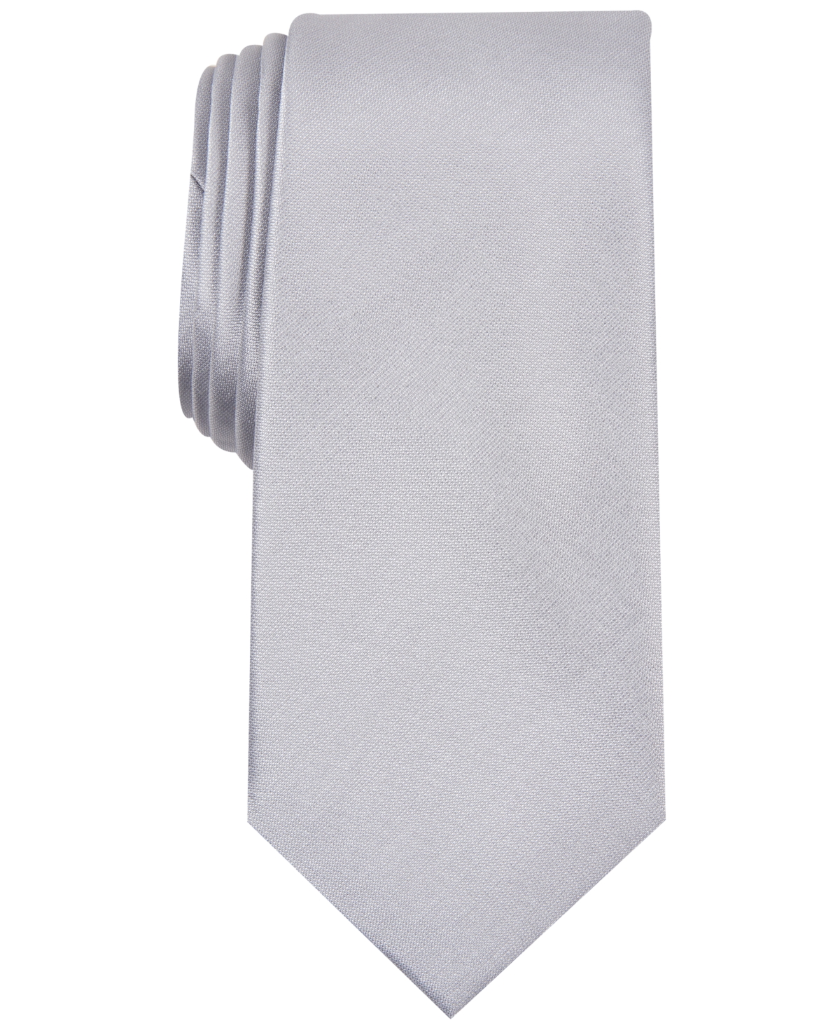 Men's Solid Texture Slim Tie, Created for Macy's - Silver