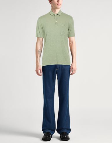 Man Polo shirt Sage green Size 36 Linen