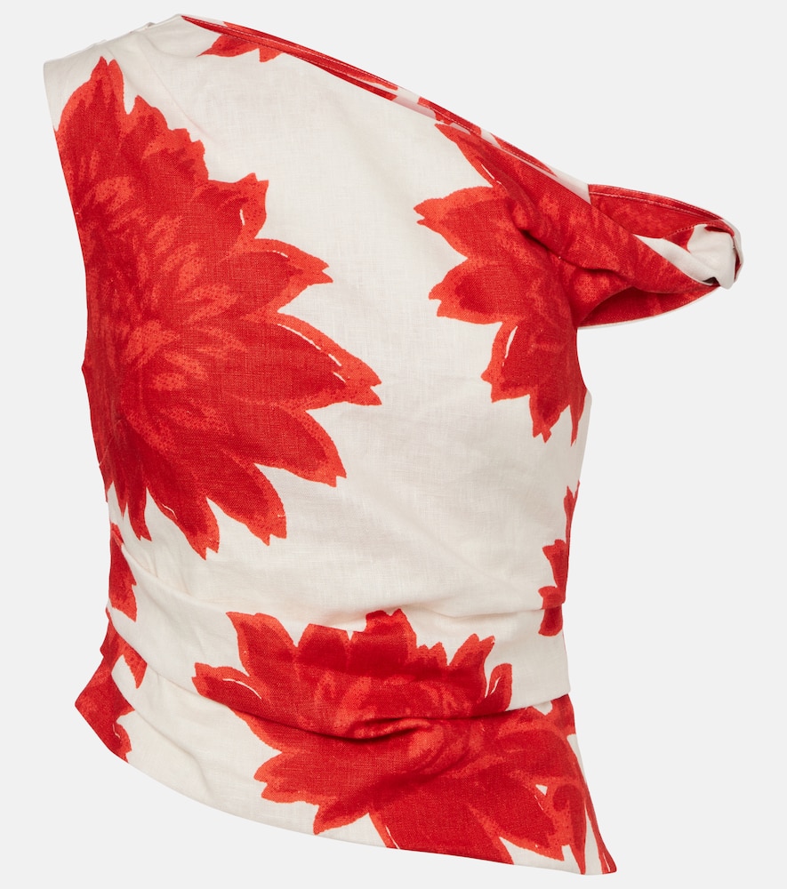 Floral draped linen top
