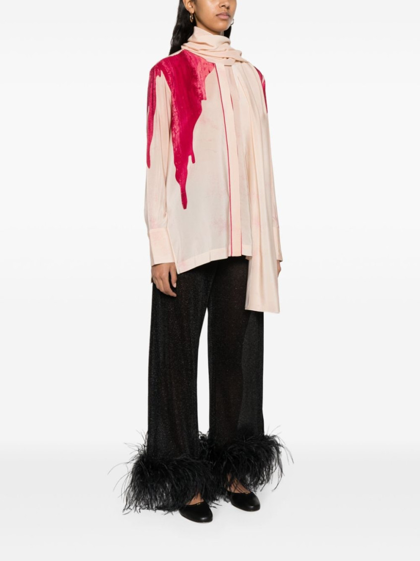Pink Printed Crepe De Chine Shirt