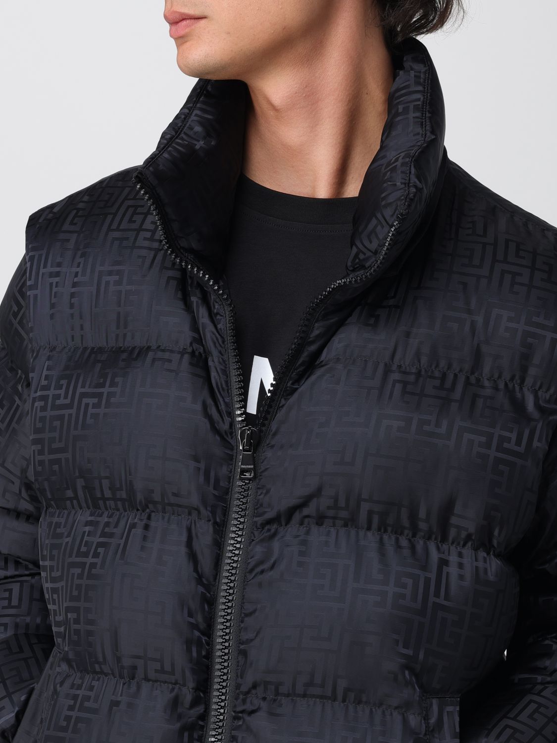 Monogram-jacquard padded jacket - Black