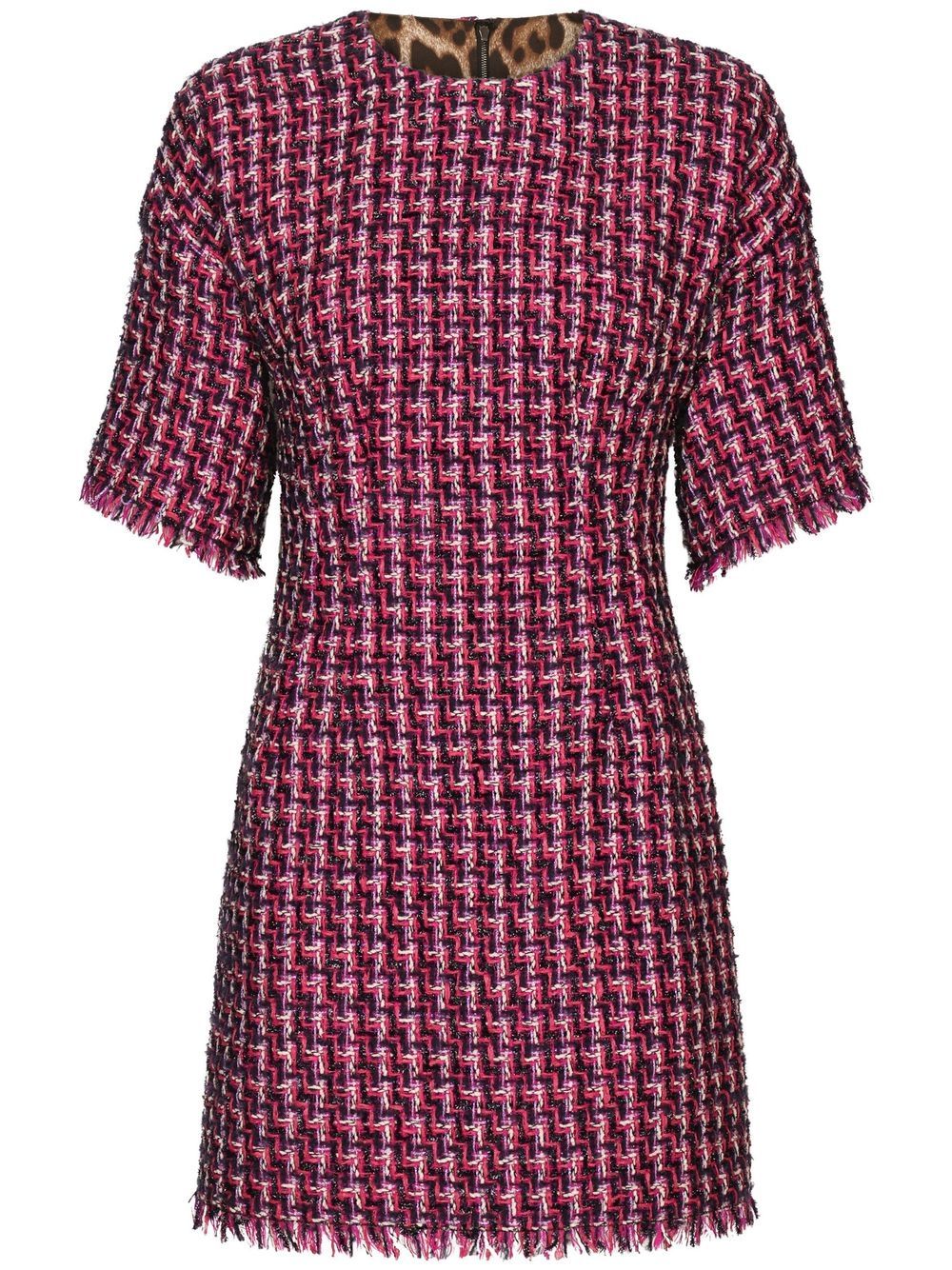Tweed short-sleeve minidress - Pink