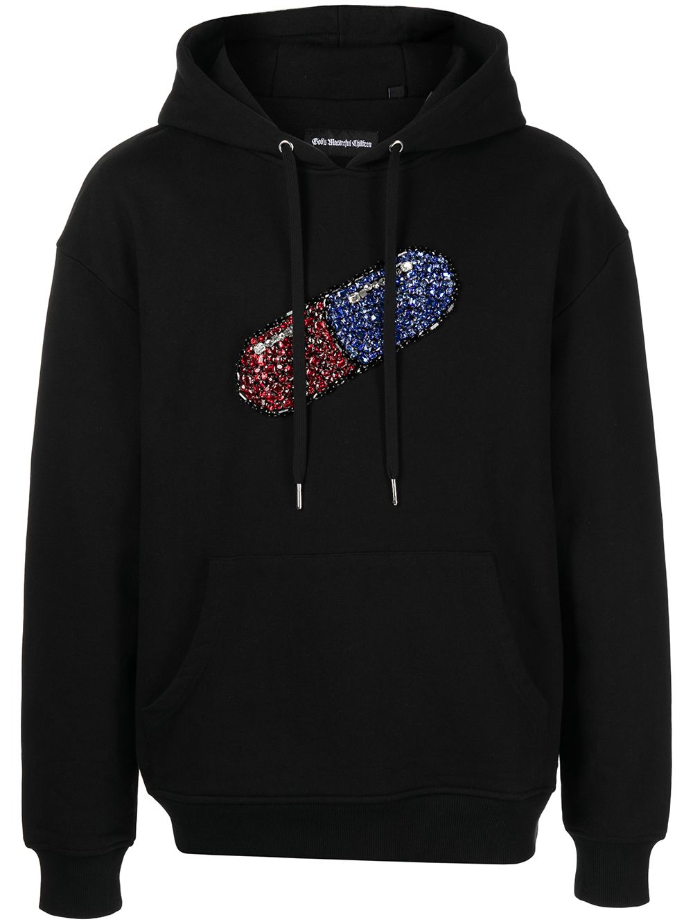 Pill crystal-embellished hoodie - Black