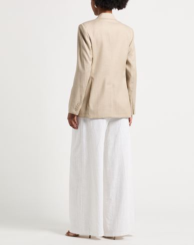 Woman Blazer Beige Size 10 Virgin Wool, Viscose, Linen