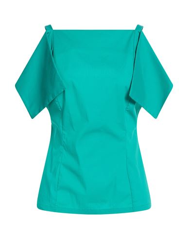Woman Top Emerald green Size 6 Cotton, Polyamide, Elastane