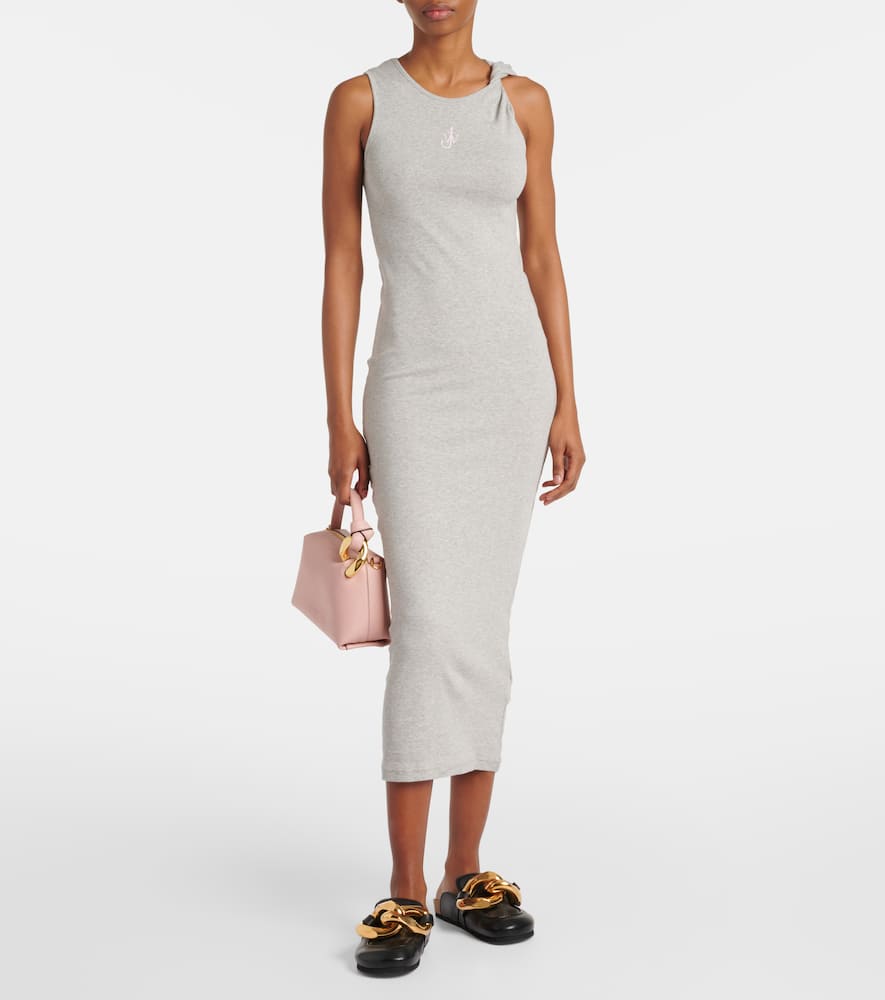 Logo embroidered cotton jersey maxi dress