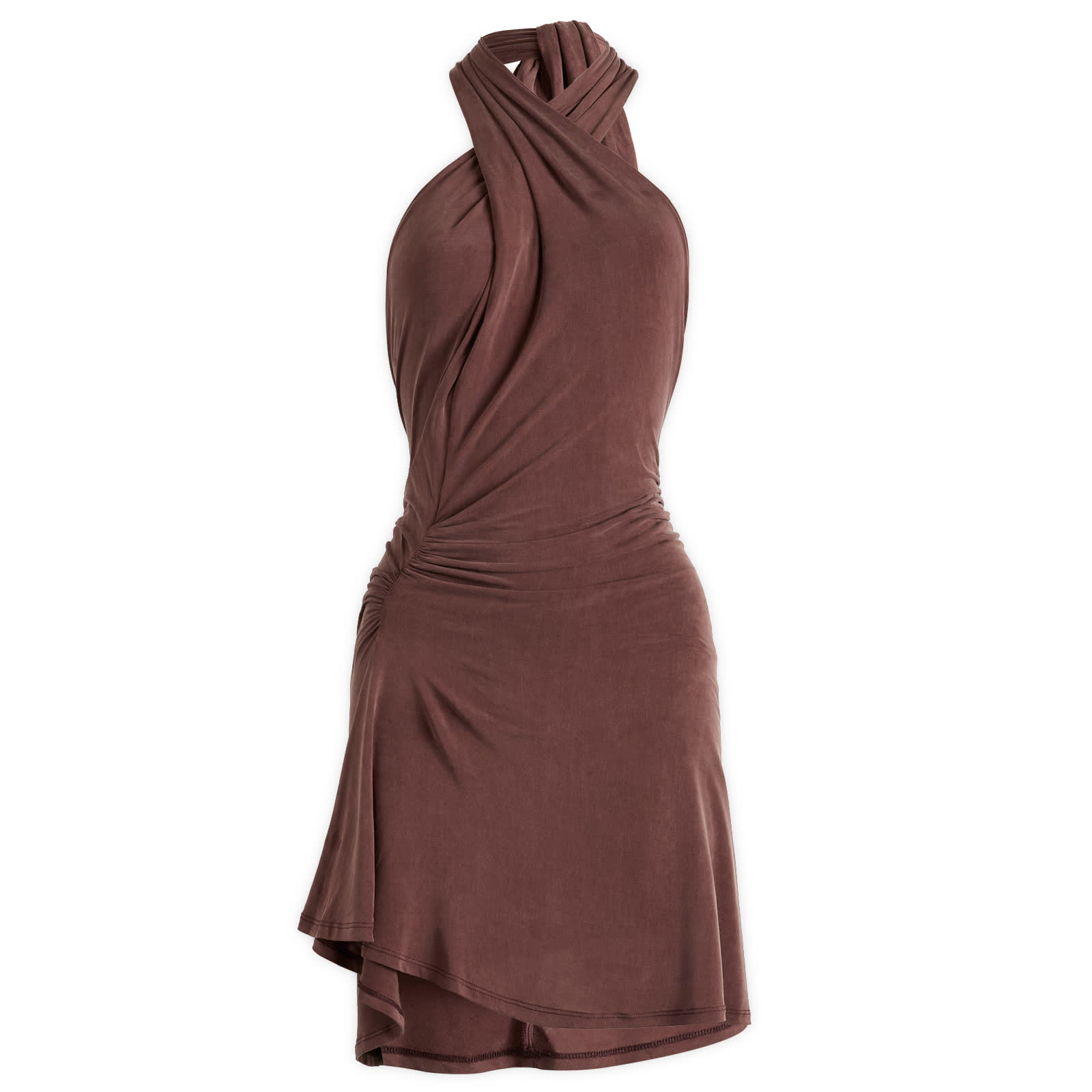 Women's The Kylie Halter Knot Dress Mahogany