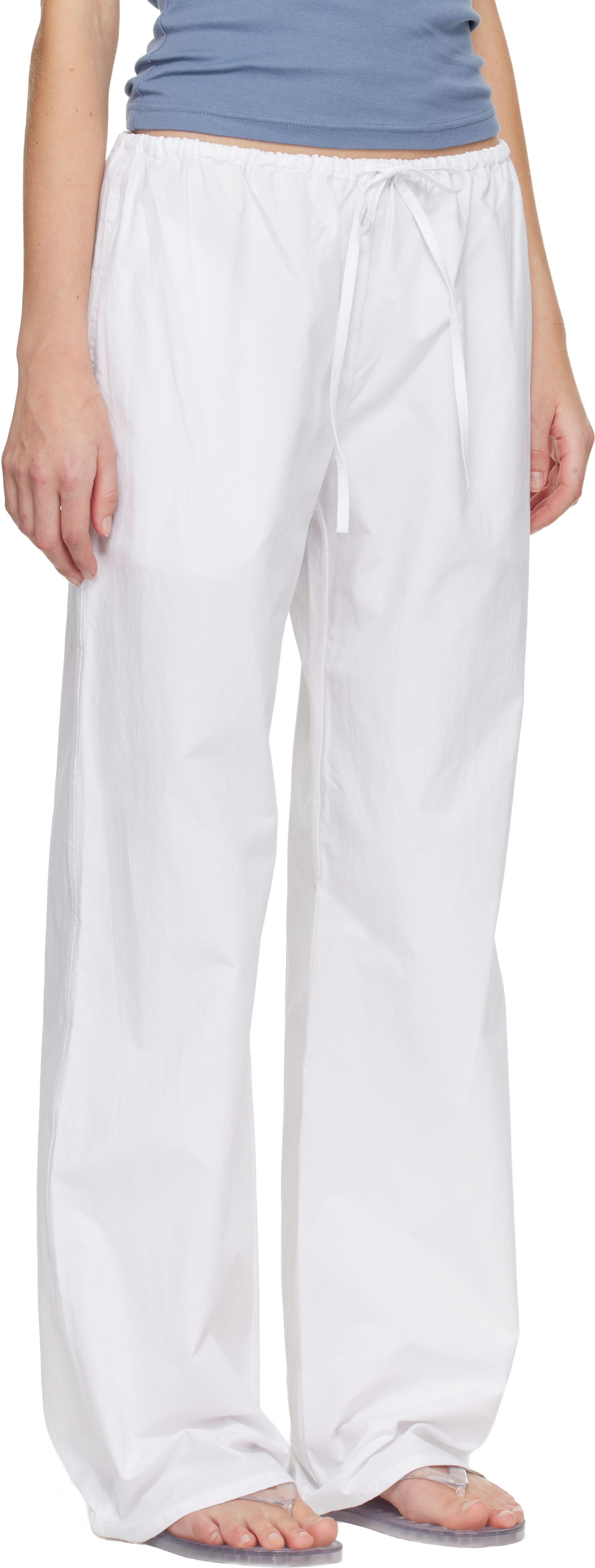 White Drawcord Trousers