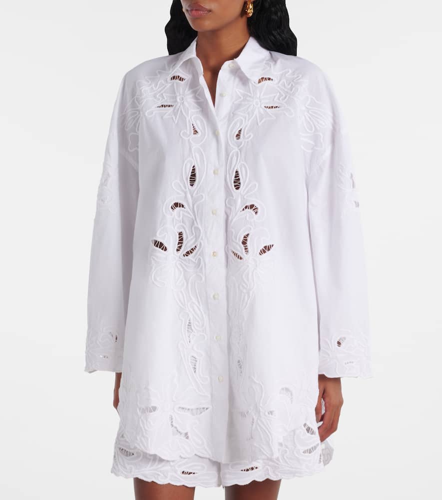 Broderie anglaise cotton poplin shirt