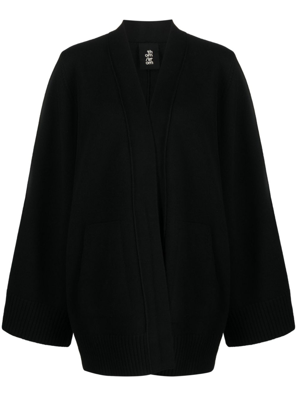 Open-front merino cardigan - Black