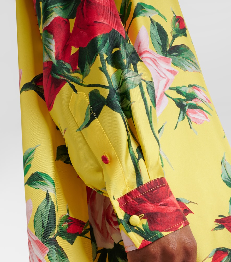 Floral silk shirt dress