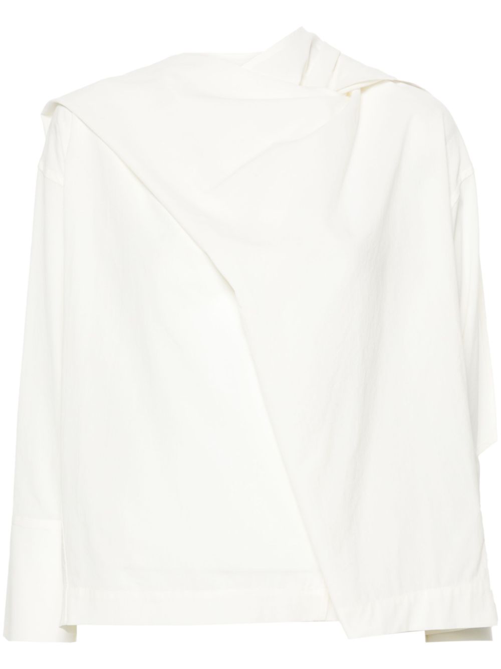 Draped cotton blouse - White