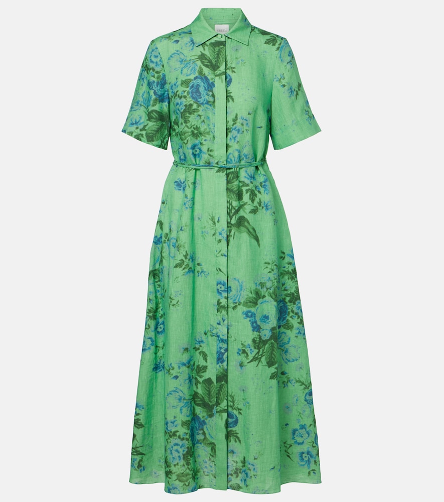 Floral linen shirt dress