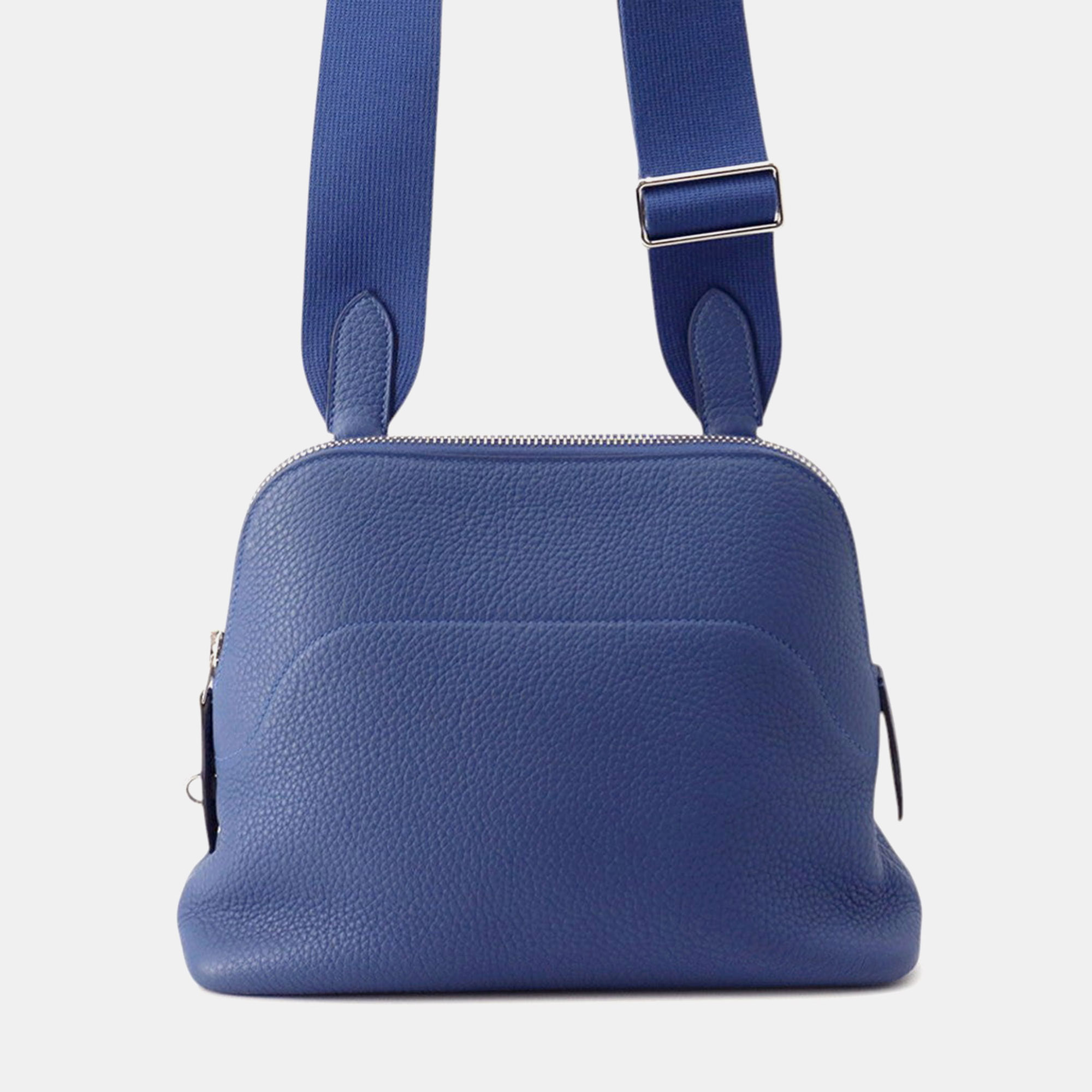 Hermes Bolide Messenger Blue Tie Togo Leather