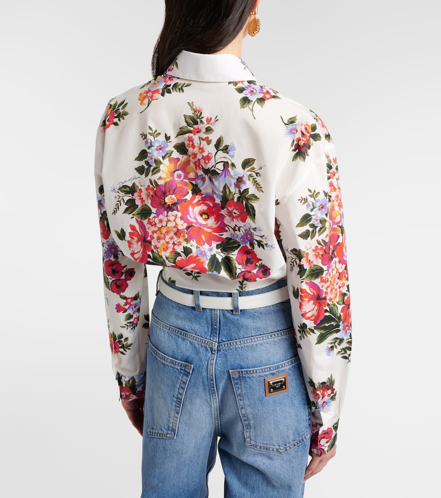 Floral cropped cotton shirt