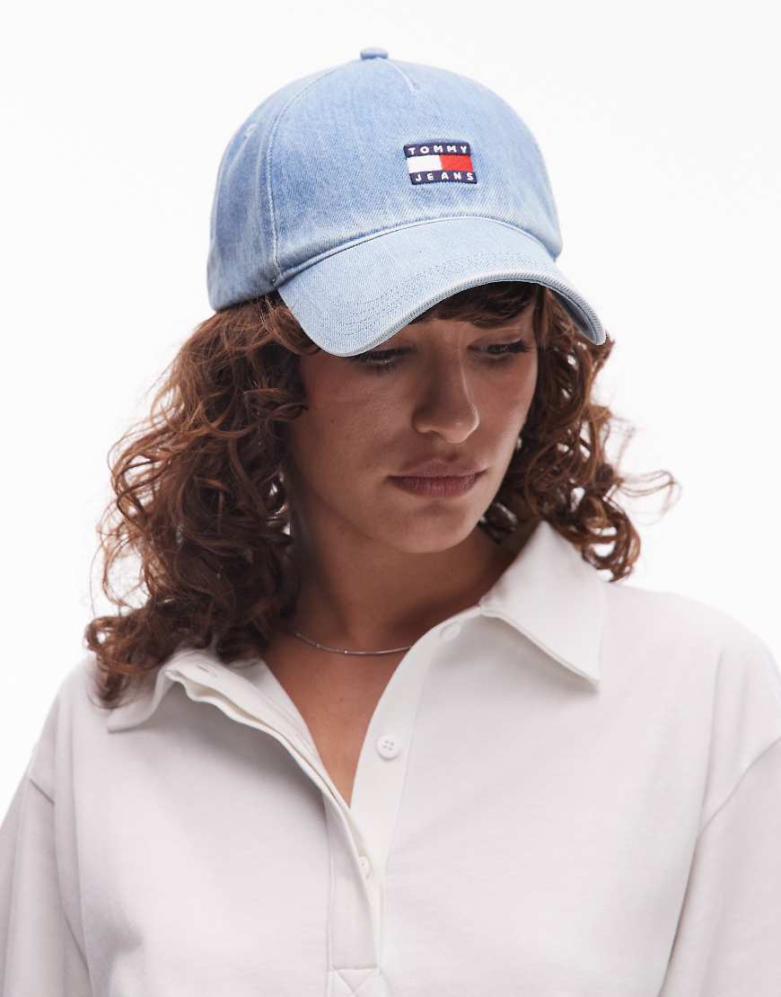 Flag logo denim cap in blue