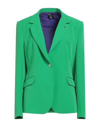 Woman Blazer Green Size 10 Polyester, Elastane