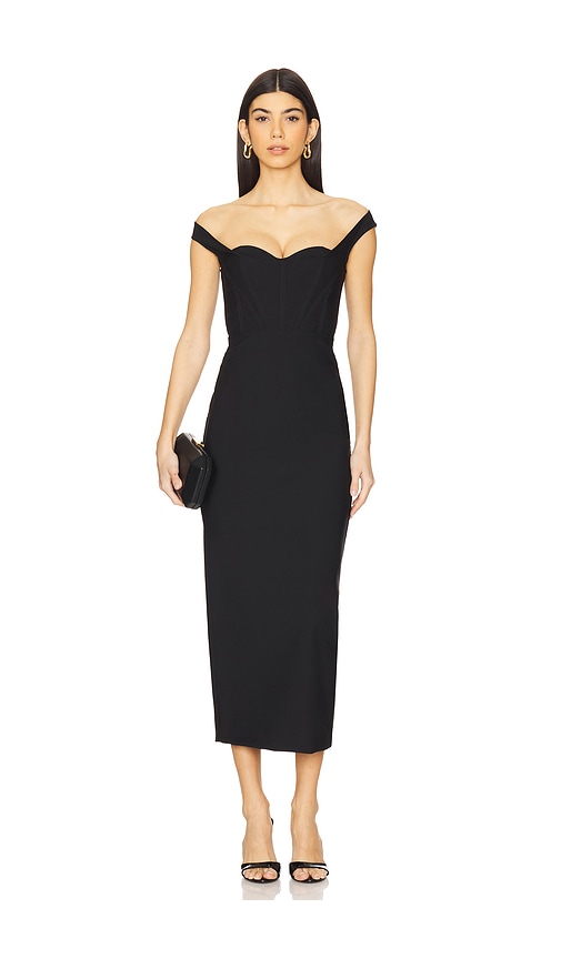 Michael Costello x REVOLVE Rubina Midi Dress in Black.  XS. Also in L, M