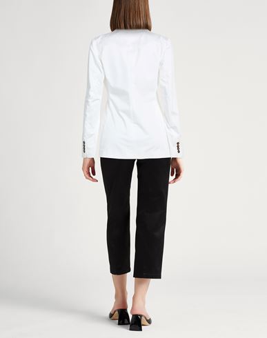 Woman Blazer White Size 10 Cotton, Elastane