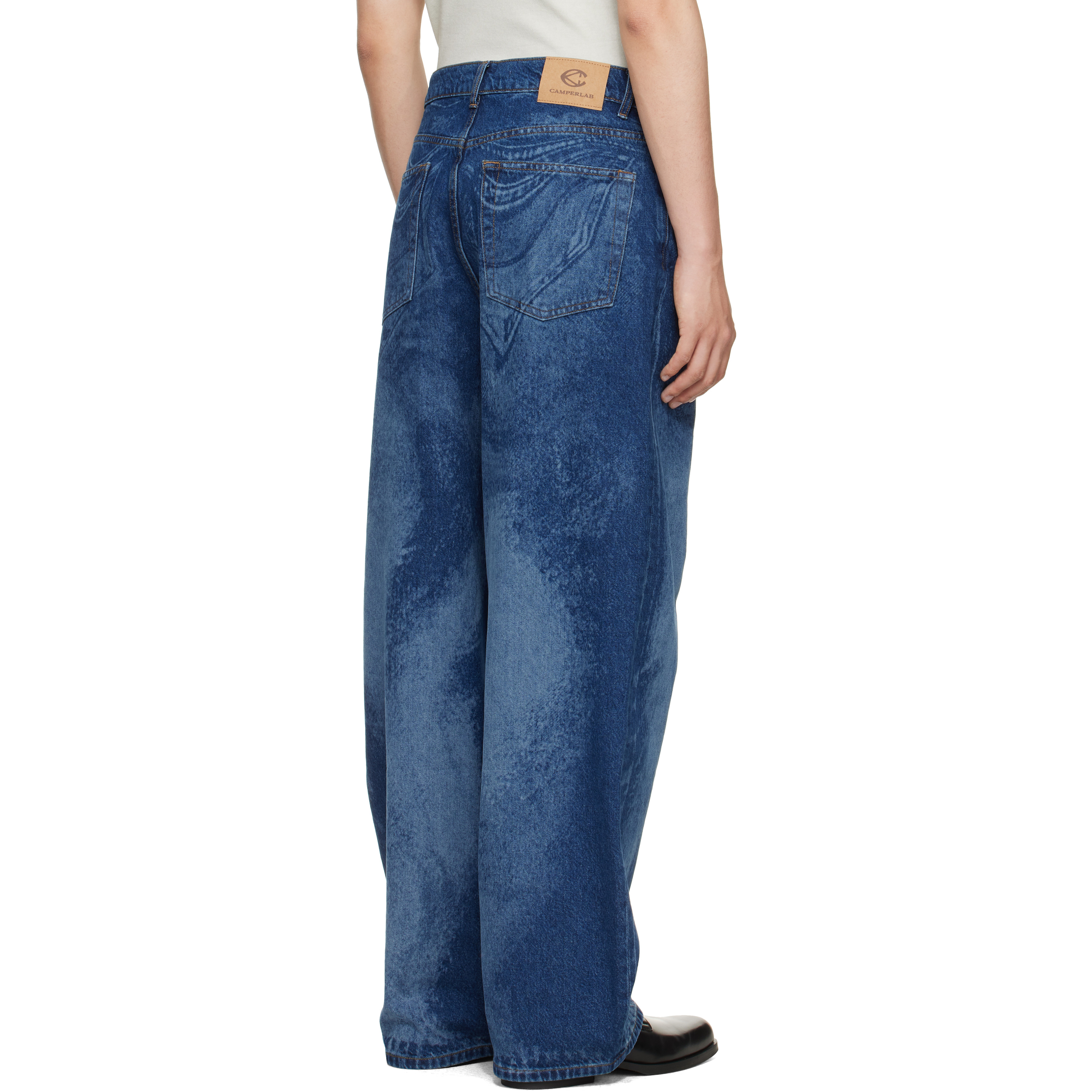 Blue Distorted Laser Loose Fit Jeans