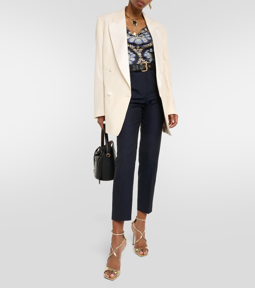 Scoop-neck paisley jersey top