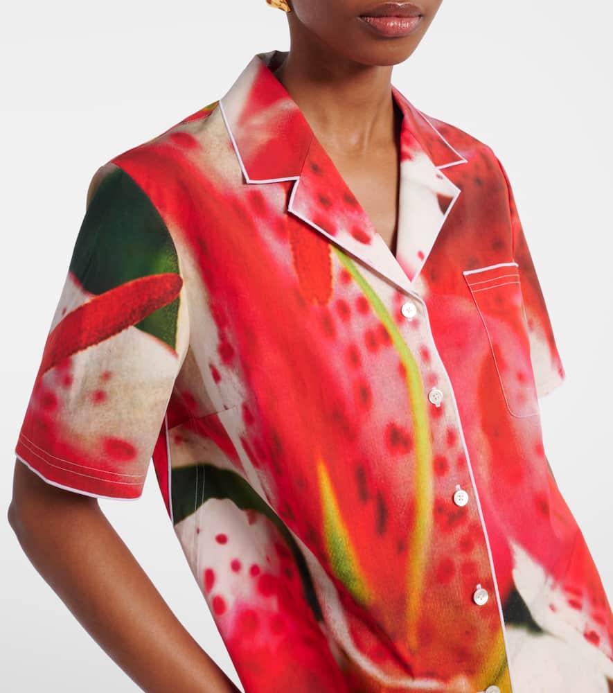 Printed cotton-blend twill shirt