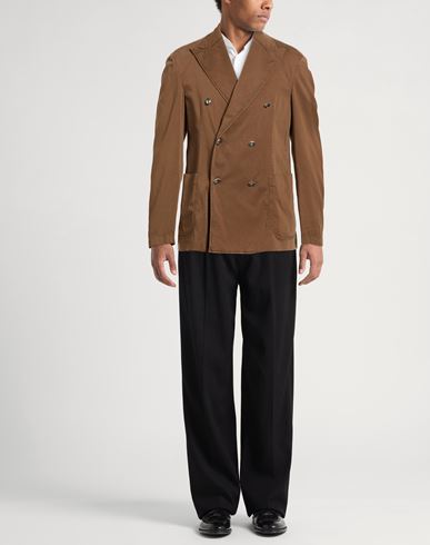 Man Blazer Brown Size 40 Cotton, Silk, Elastane