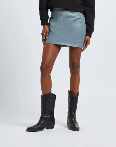 Leather Essential Mini Skirt Woman Mini skirt Grey Size 2 Lambskin
