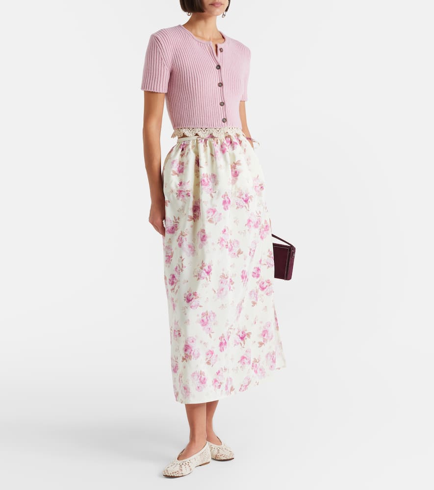 Floral silk midi dress