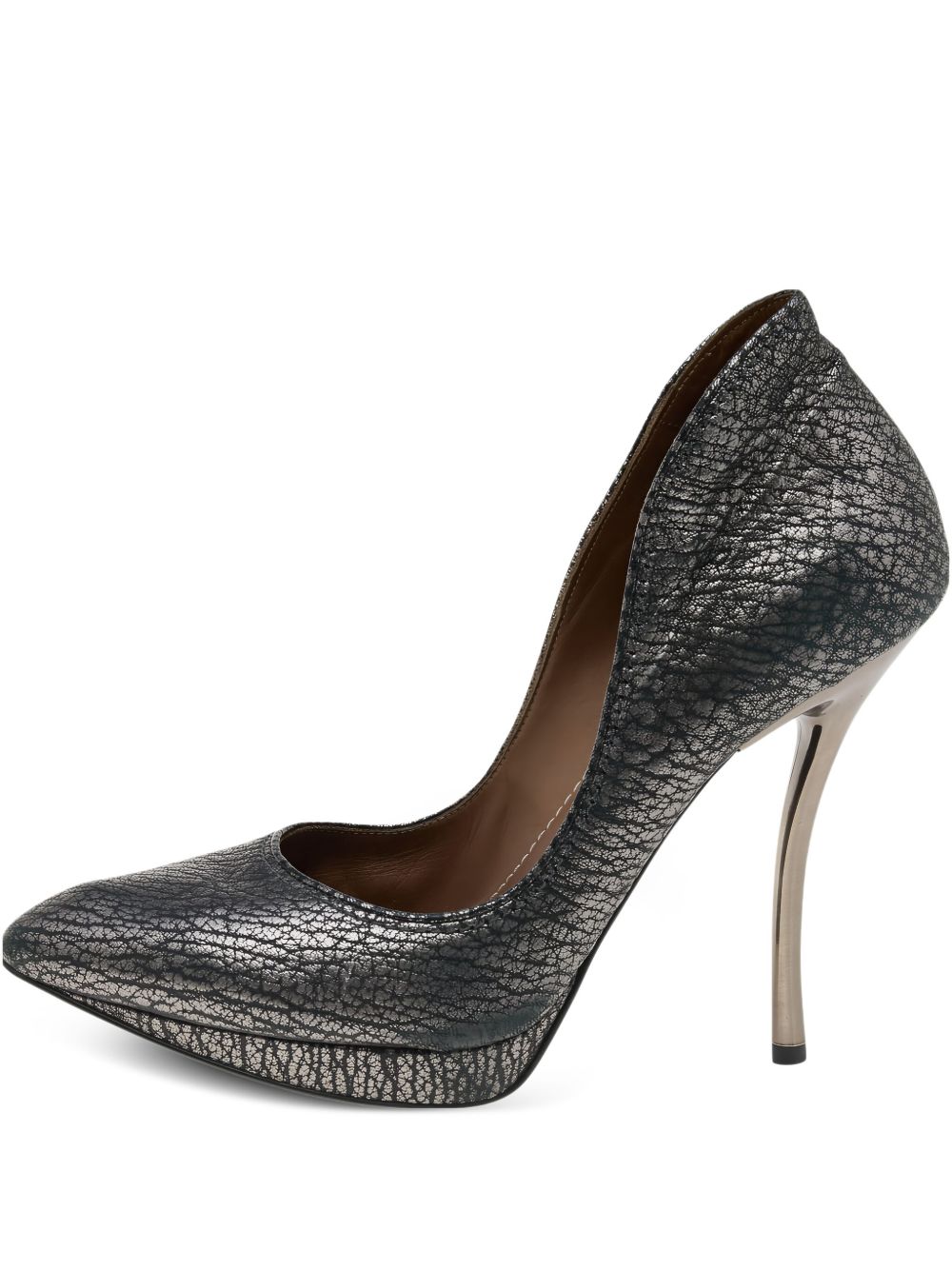 120mm metallic-finish leather pumps - Grey