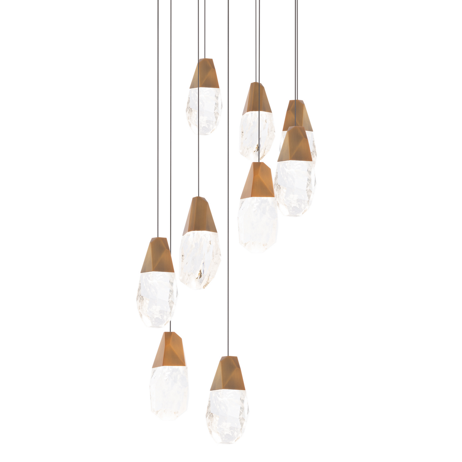 Martini 9-Light LED Pendant in Aged Bra
