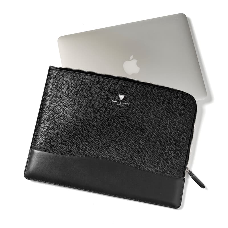 City Leather Folio Case in Black Pebble